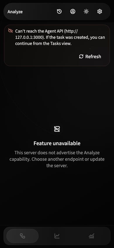 Phone Analyze workspace with the same unavailable capability