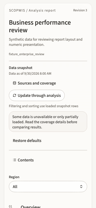 The same report reader on a phone